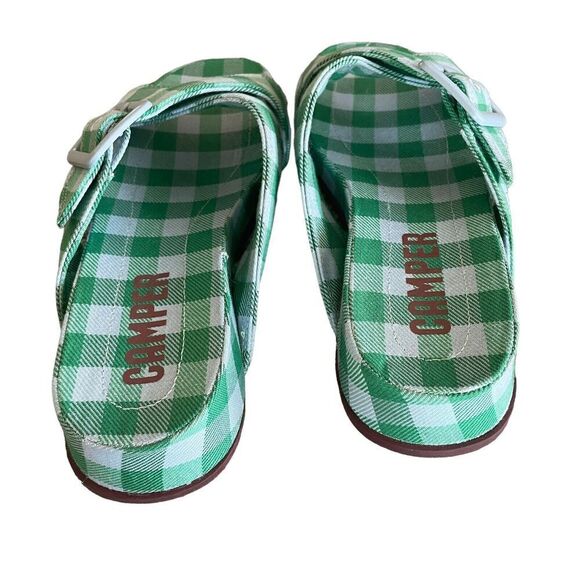 CAMPER Atonic Women's Size EU 36/US 5-6 Green Blue Cross-Strap Flat Slide Sandal - Picture 6 of 7